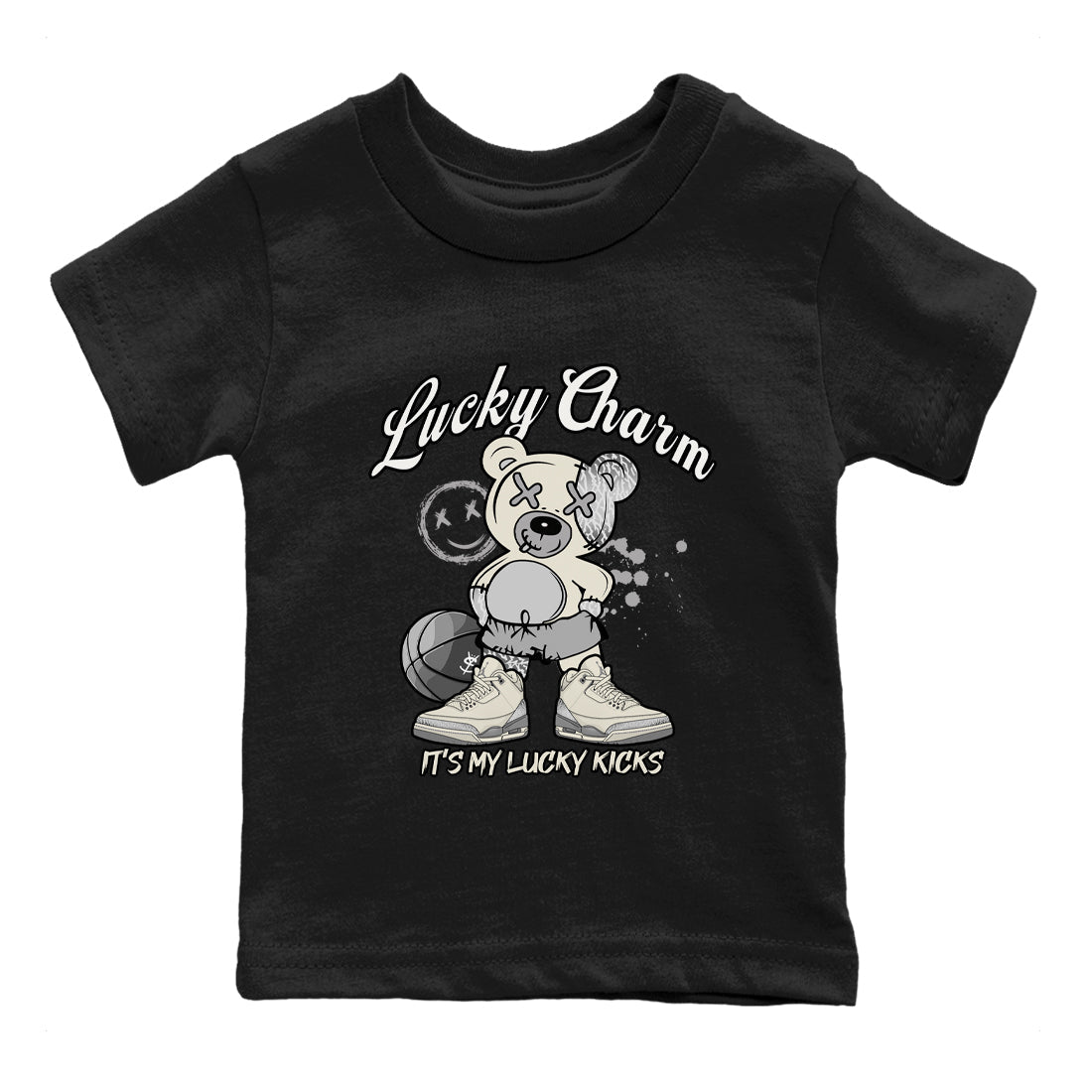 3s Sail and Cement Grey shirts to match jordans Lucky Charm sneaker match tees Air Jordan 3 Retro Sail and Cement Grey match shoes to clothes SNRT Sneaker Tees Youth Baby Black 2 tee