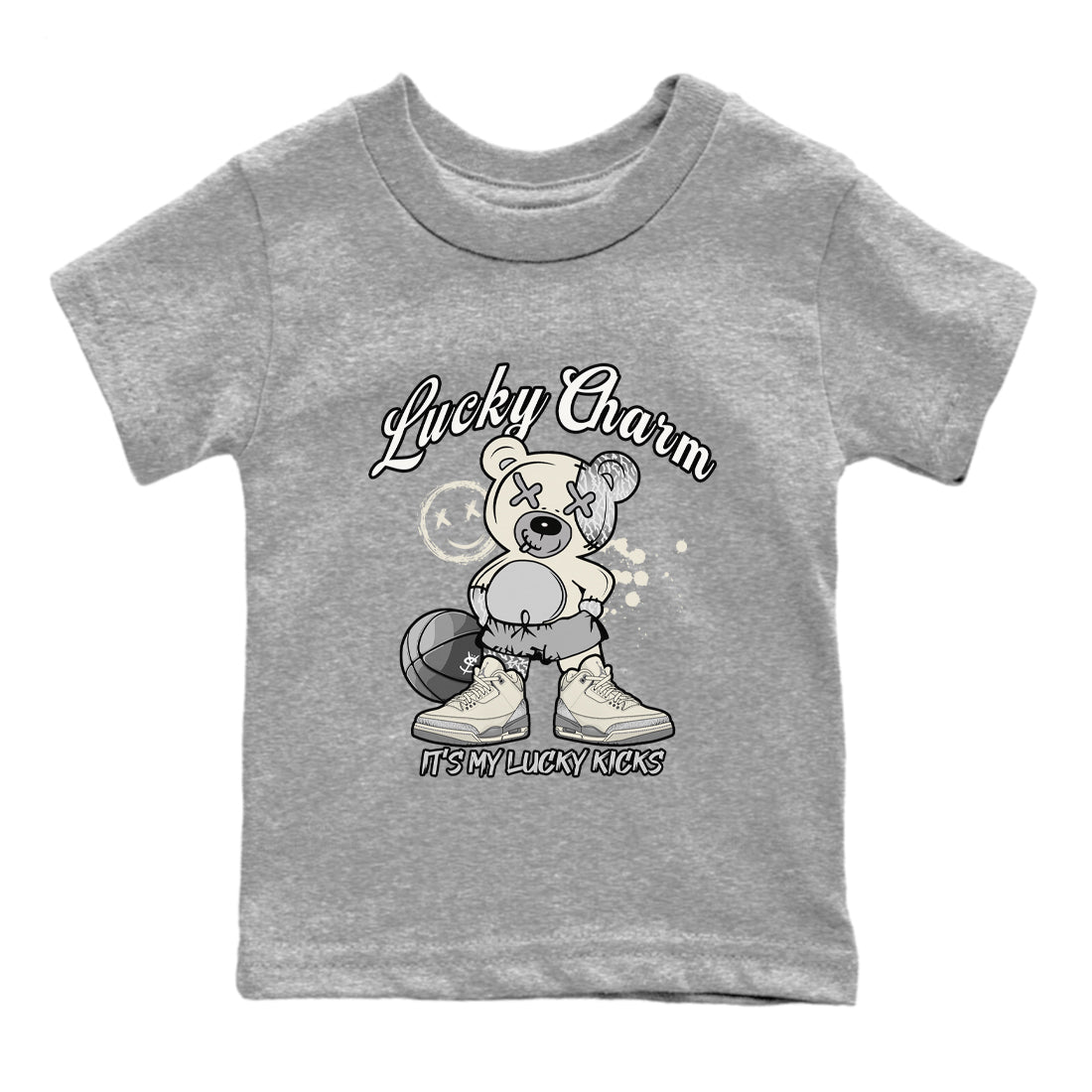 3s Sail and Cement Grey shirts to match jordans Lucky Charm sneaker match tees Air Jordan 3 Retro Sail and Cement Grey match shoes to clothes SNRT Sneaker Tees Youth Baby Heather Grey 2 tee