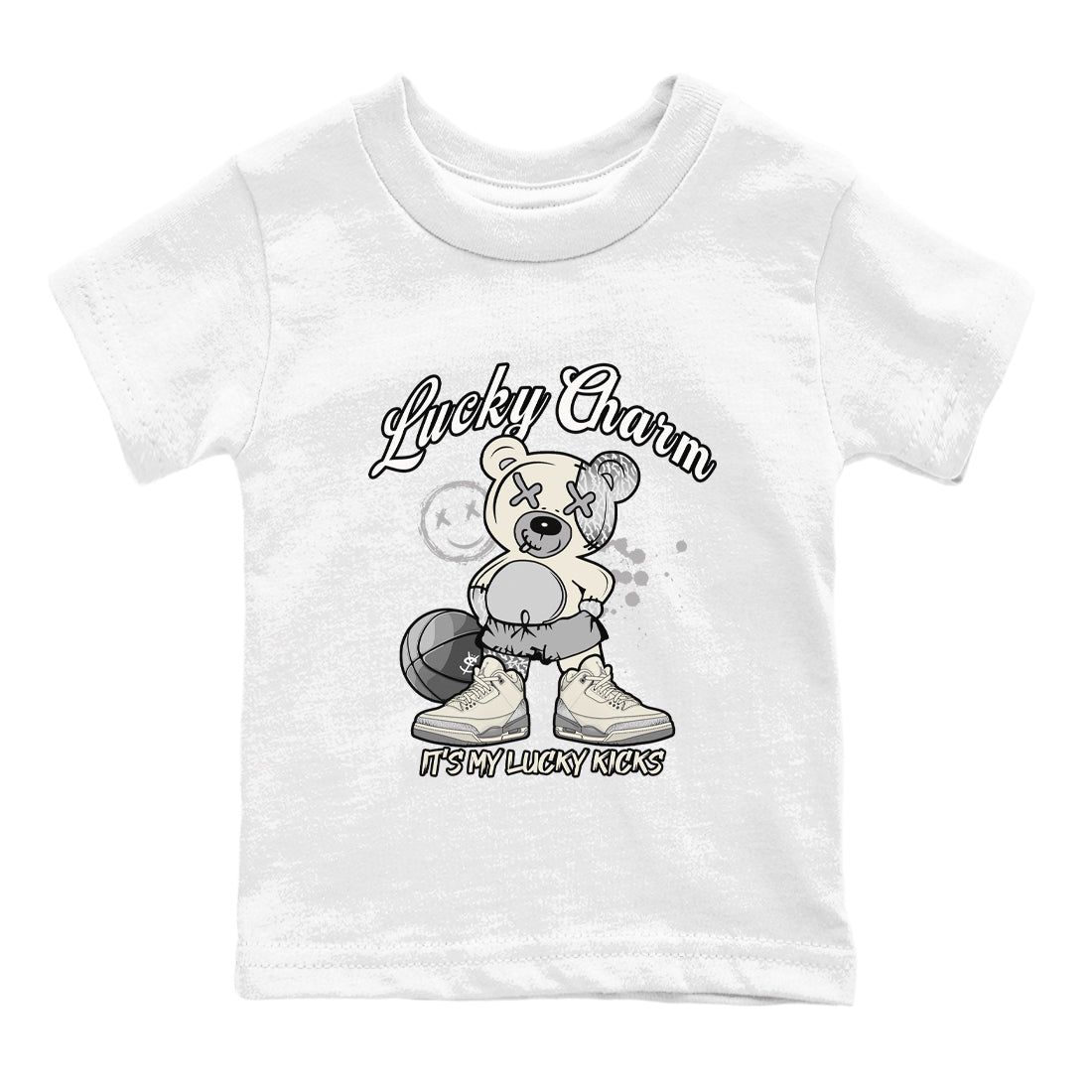 3s Sail and Cement Grey shirts to match jordans Lucky Charm sneaker match tees Air Jordan 3 Retro Sail and Cement Grey match shoes to clothes SNRT Sneaker Tees Youth Baby White 2 tee