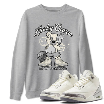 3s Sail and Cement Grey shirts to match jordans Lucky Charm sneaker match tees Air Jordan 3 Retro Sail and Cement Grey match shoes to clothes SNRT Sneaker Tees unisex cotton Heather Grey 1 shirts