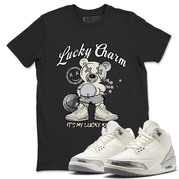3s Sail and Cement Grey shirts to match jordans Lucky Charm sneaker match tees Air Jordan 3 Retro Sail and Cement Grey match shoes to clothes SNRT Sneaker Tees unisex cotton Black 1 shirts