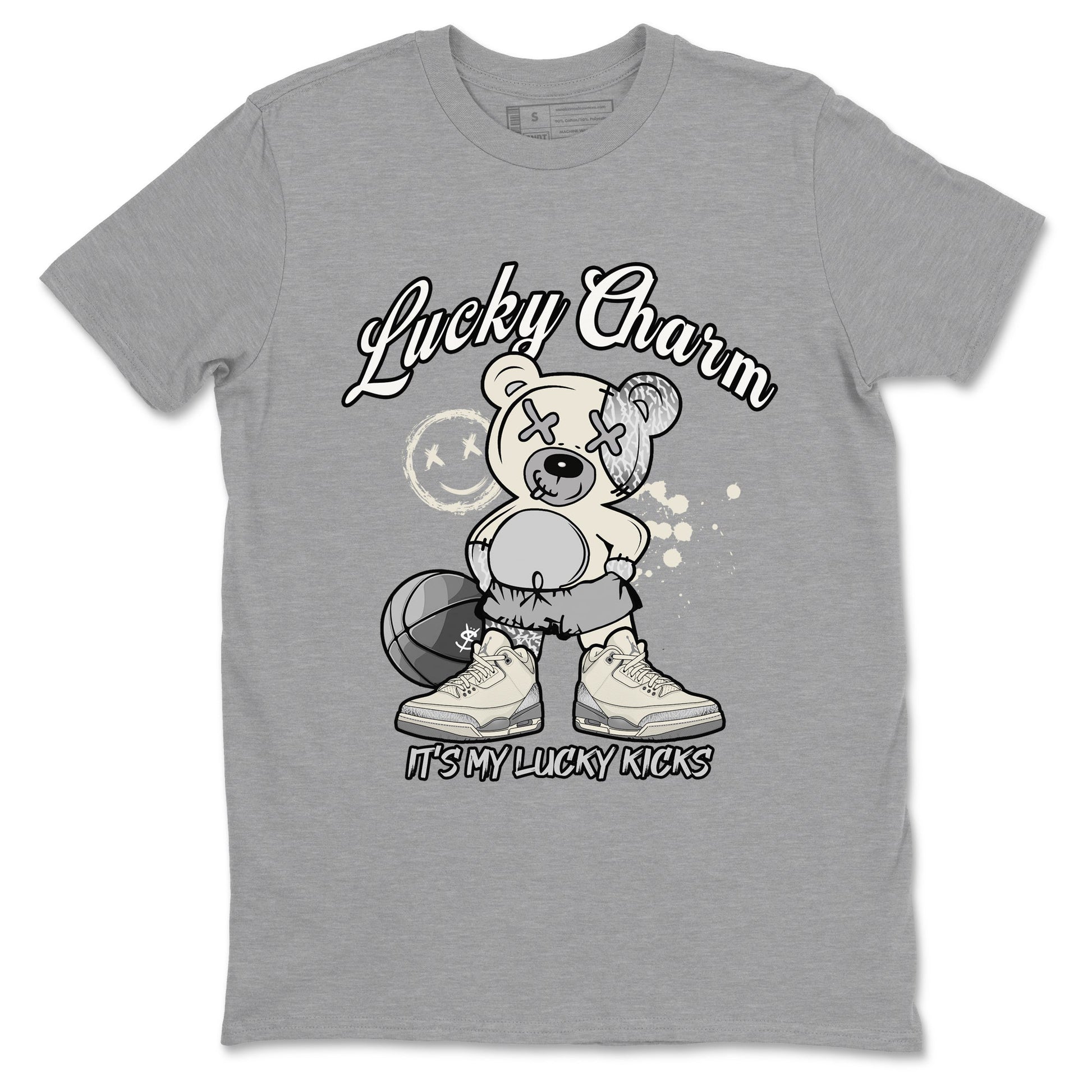 3s Sail and Cement Grey shirts to match jordans Lucky Charm sneaker match tees Air Jordan 3 Retro Sail and Cement Grey match shoes to clothes SNRT Sneaker Tees unisex cotton Heather Grey 2 shirts