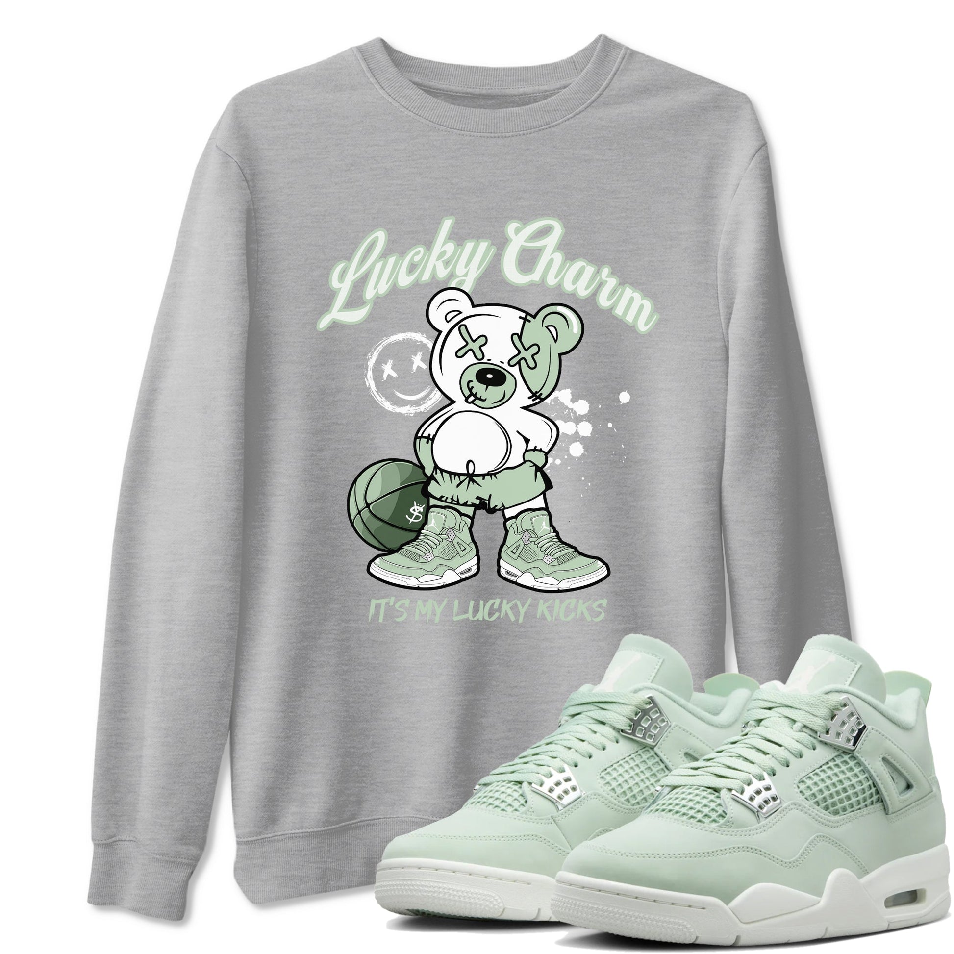 4s seafoam shirts to match jordans Lucky Charm sneaker match tees Air Jordan 4 Abundance match shoes to clothes SNRT Sneaker Tees unisex cotton Heather Grey 1 shirts