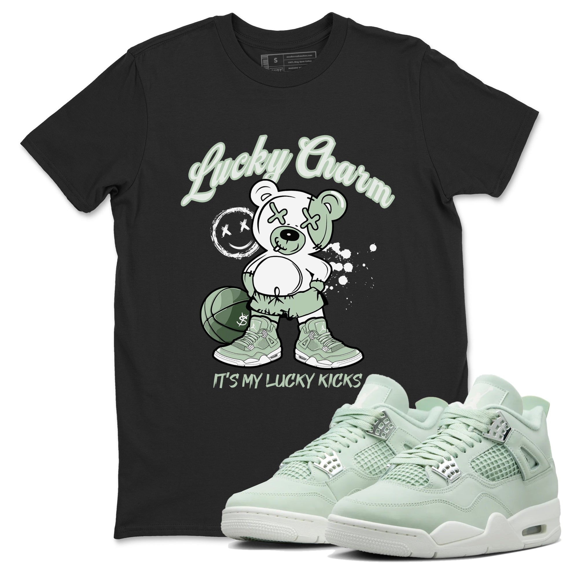 4s seafoam shirts to match jordans Lucky Charm sneaker match tees Air Jordan 4 Abundance match shoes to clothes SNRT Sneaker Tees unisex cotton Black 1 shirts