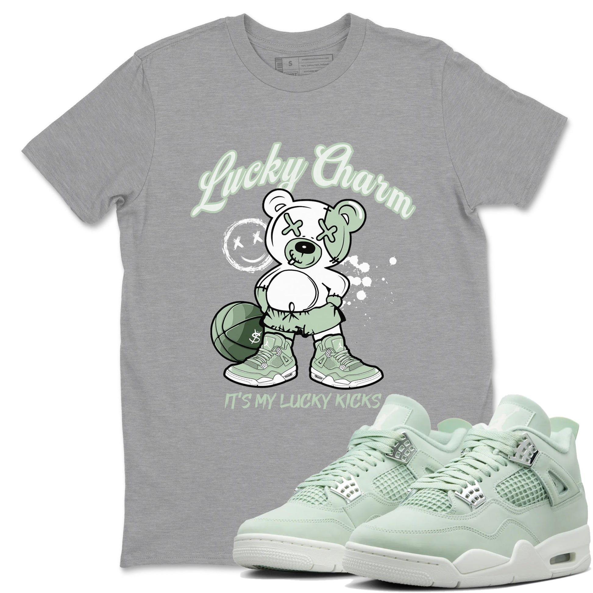 4s seafoam shirts to match jordans Lucky Charm sneaker match tees Air Jordan 4 Abundance match shoes to clothes SNRT Sneaker Tees unisex cotton Heather Grey 1 shirts