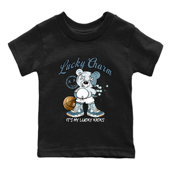 Sneaker match tees – Sneaker Tees To Match 4s Worn Blue Air Jordan 4 Denim Shoes – Lucky Charm Kids T-Shirt Black 2