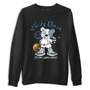 Sneaker match tees – Sneaker Tees To Match 4s Worn Blue Air Jordan 4 Denim Shoes – Lucky Charm Tee Black 2