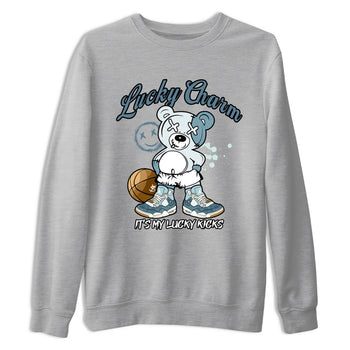 Sneaker match tees – Sneaker Tees To Match 4s Worn Blue Air Jordan 4 Denim Shoes – Lucky Charm Tee Heather Grey 2