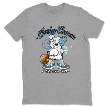Sneaker match tees – Sneaker Tees To Match 4s Worn Blue Air Jordan 4 Denim Shoes – Lucky Charm Tee Heather Grey 2