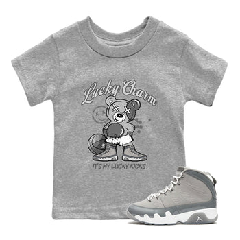 9s Cool Grey shirts to match jordans Lucky Charm sneaker match tees Air Jordan 9 Retro Cool Grey match shoes to clothes SNRT Sneaker Tees Youth Baby Heather Grey 1 tee