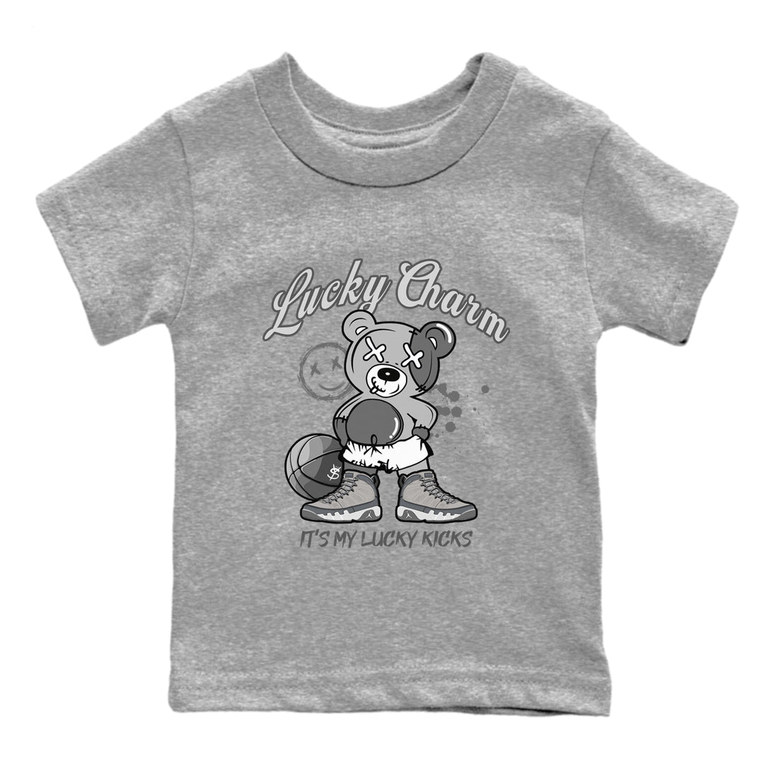 9s Cool Grey shirts to match jordans Lucky Charm sneaker match tees Air Jordan 9 Retro Cool Grey match shoes to clothes SNRT Sneaker Tees Youth Baby Heather Grey 2 tee