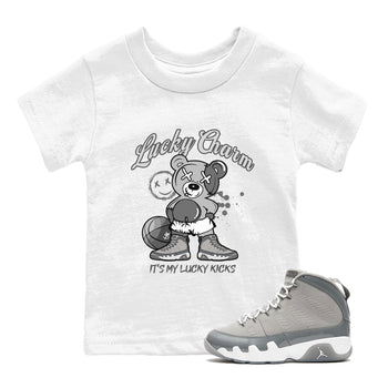 9s Cool Grey shirts to match jordans Lucky Charm sneaker match tees Air Jordan 9 Retro Cool Grey match shoes to clothes SNRT Sneaker Tees Youth Baby White 1 tee