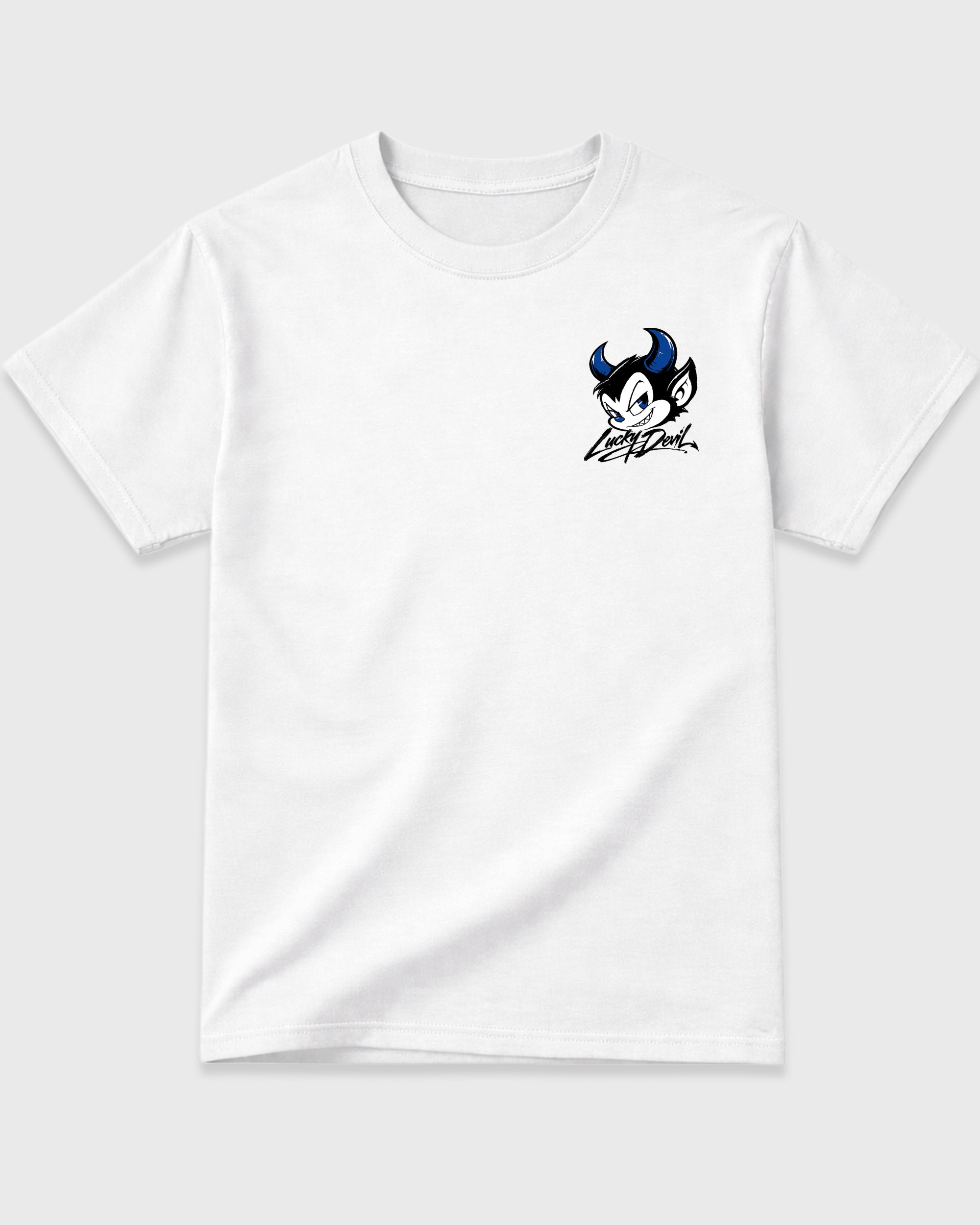 Lucky Devil White Graphic T-Shirt - 3, sneaker matching shirt designed to pair with Air Jordan 11 Retro Space Jam sneakers for a coordinated streetwear outfit.