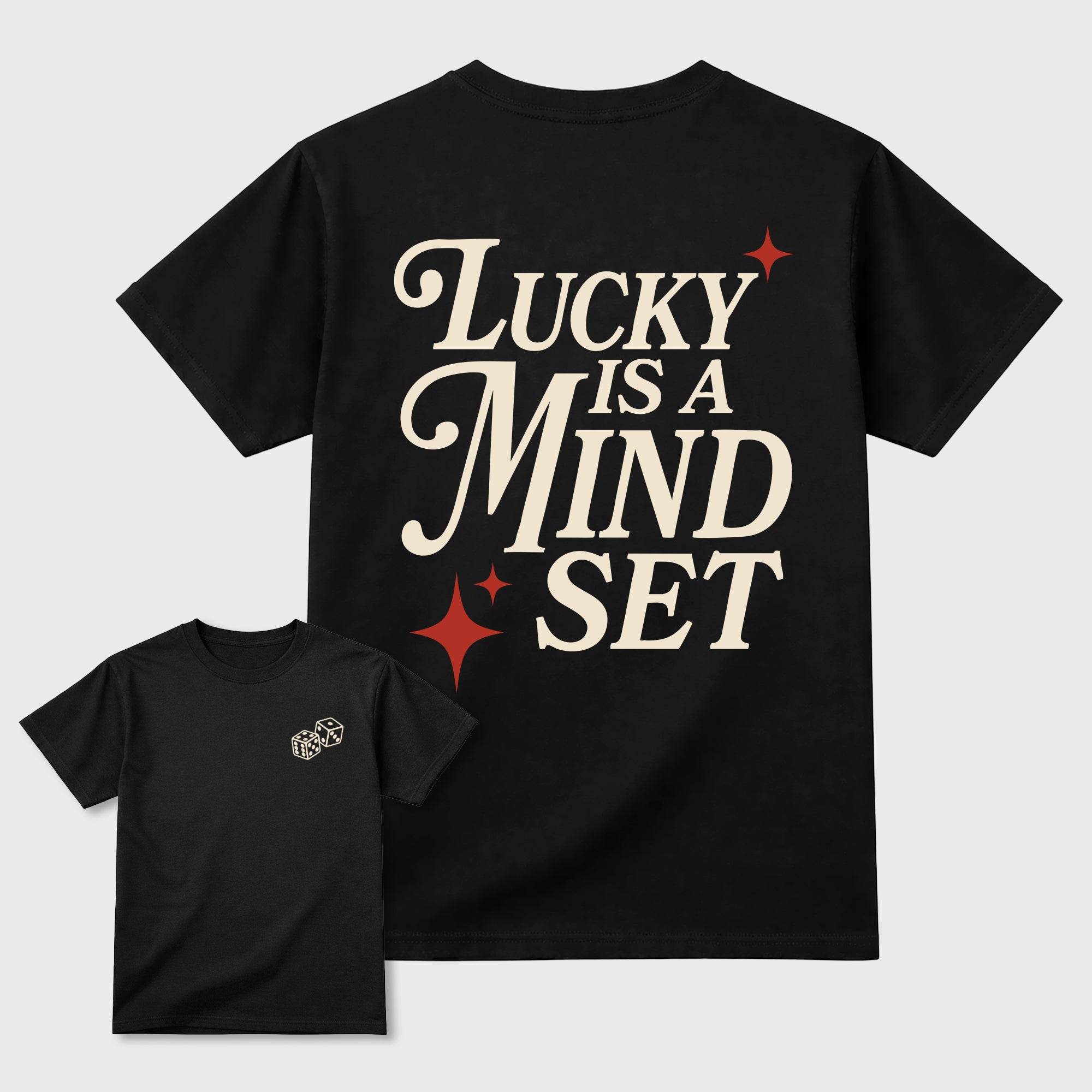 Lucky Is a Mindsetgraphic t-shirt. Streetwear sneakerfit. Sneaker outfit. Complete your fit with the 4s Brick After Brick, shown in Black.