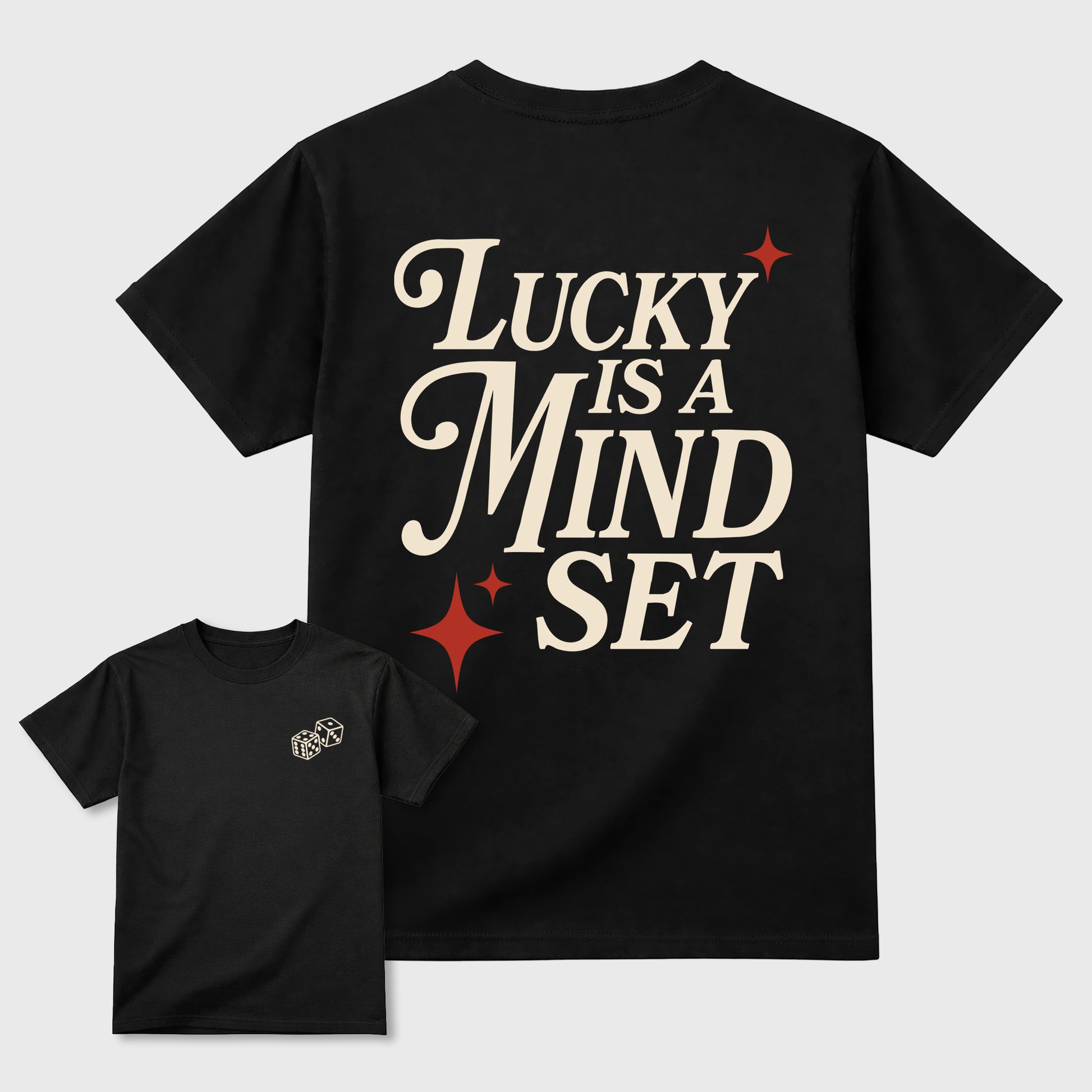 Lucky Is a Mindsetgraphic t-shirt. Streetwear sneakerfit. Sneaker outfit. Complete your fit with the 4s Brick After Brick, shown in Black.