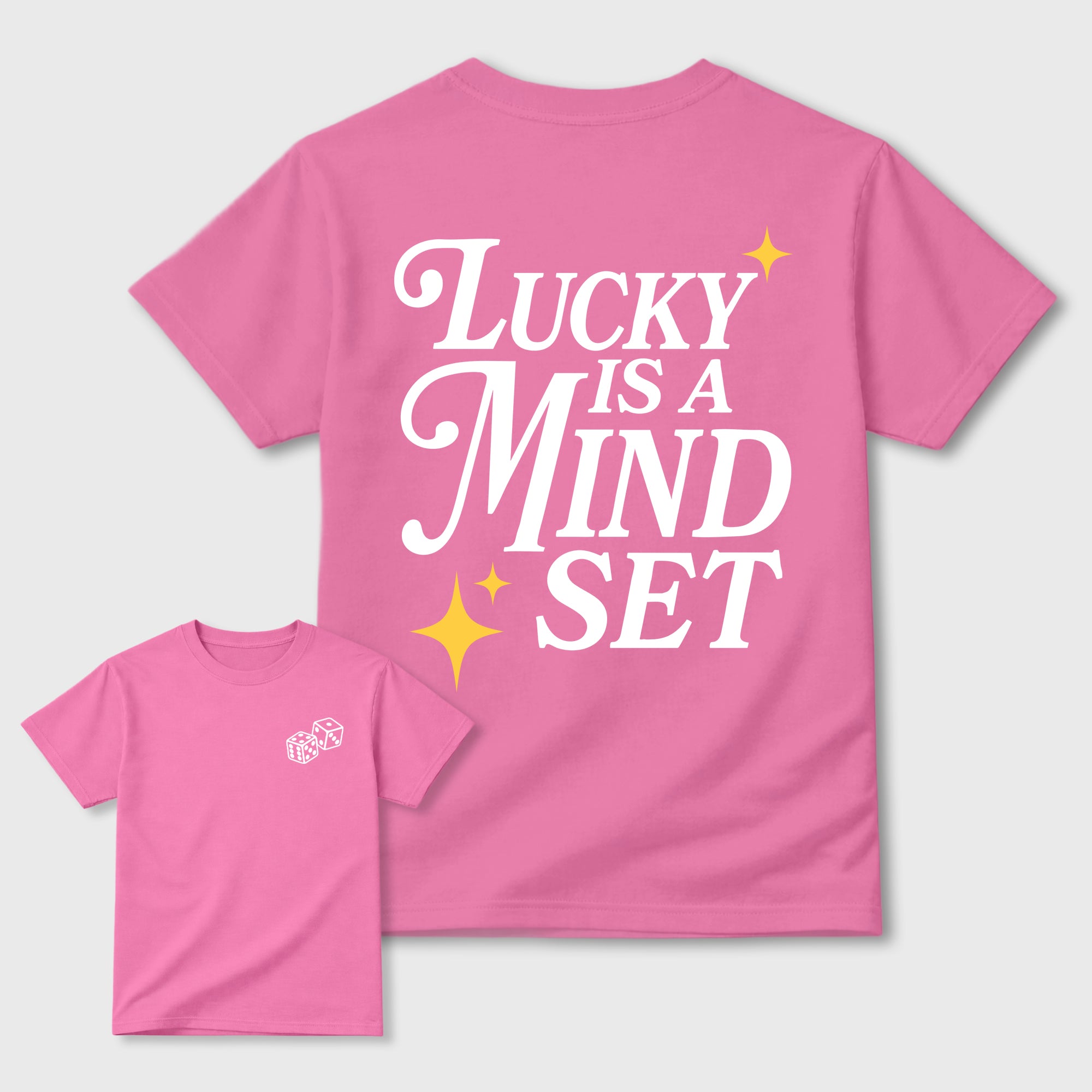 Lucky Is a Mindset Graphic T-Shirt featuring original streetwear artwork designed to match the . Bubble Gum Graphic T-Shirt.