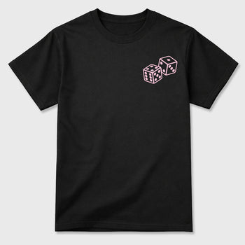 Lucky Is a Mindset graphic t-shirt styled to complete your sneaker outfitwith the AJ4 Iced Carmine, shown in Black.