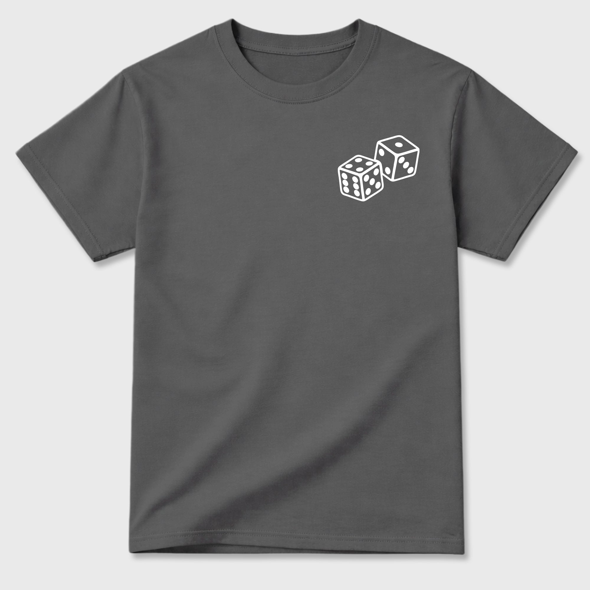 Lucky Is a Mindset front and back graphic t-shirt styled to complete your outfit with the5s White Metallic, shown in Cool Grey.