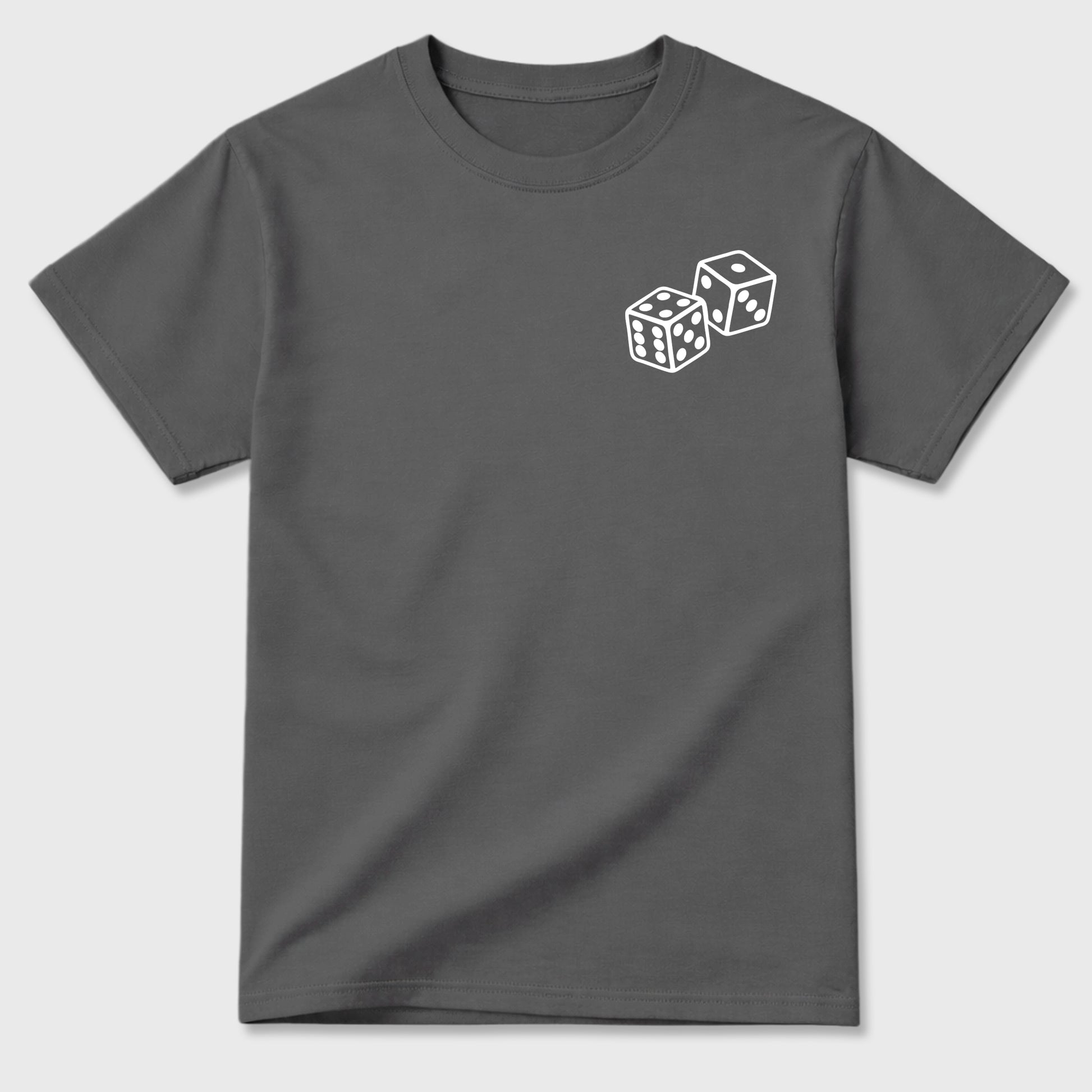 Lucky Is a Mindset front and back graphic t-shirt styled to complete your outfit with the5s White Metallic, shown in Cool Grey.