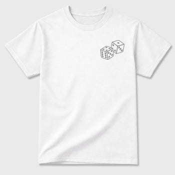 Lucky Is a Mindset front and back graphic t-shirt styled to complete your outfit with the5s White Metallic, shown in White.