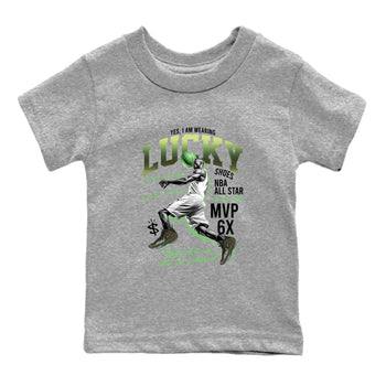 Sneaker match tees – Sneaker Tees To Match Air Foamposite One Pine Green Shoes – Lucky Player Kids T-Shirt Heather Grey 2
