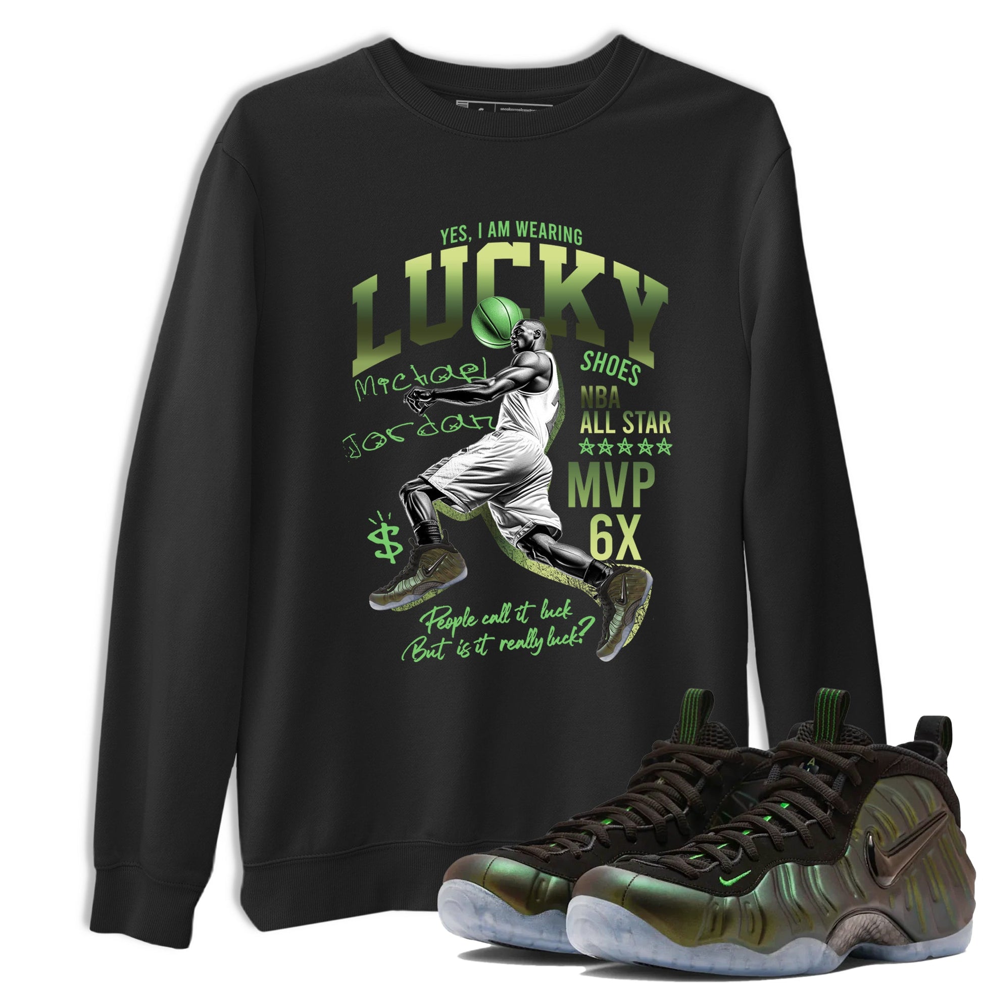 Sneaker match tees – Sneaker Tees To Match Air Foamposite One Pine Green Shoes – Lucky Player Tee Black 1