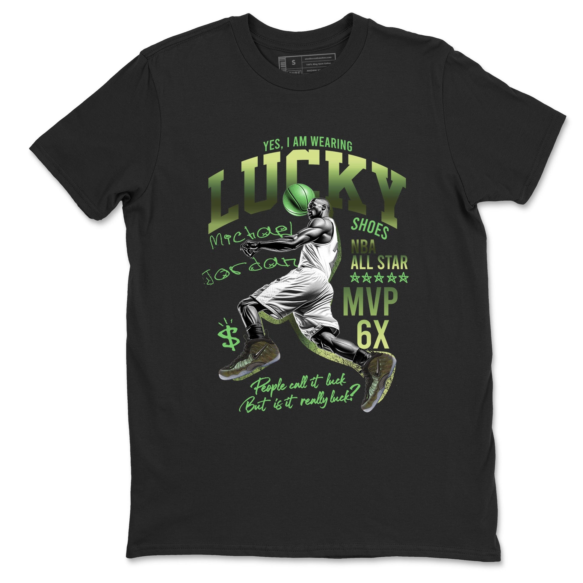 Sneaker match tees – Sneaker Tees To Match Air Foamposite One Pine Green Shoes – Lucky Player Tee Black 2