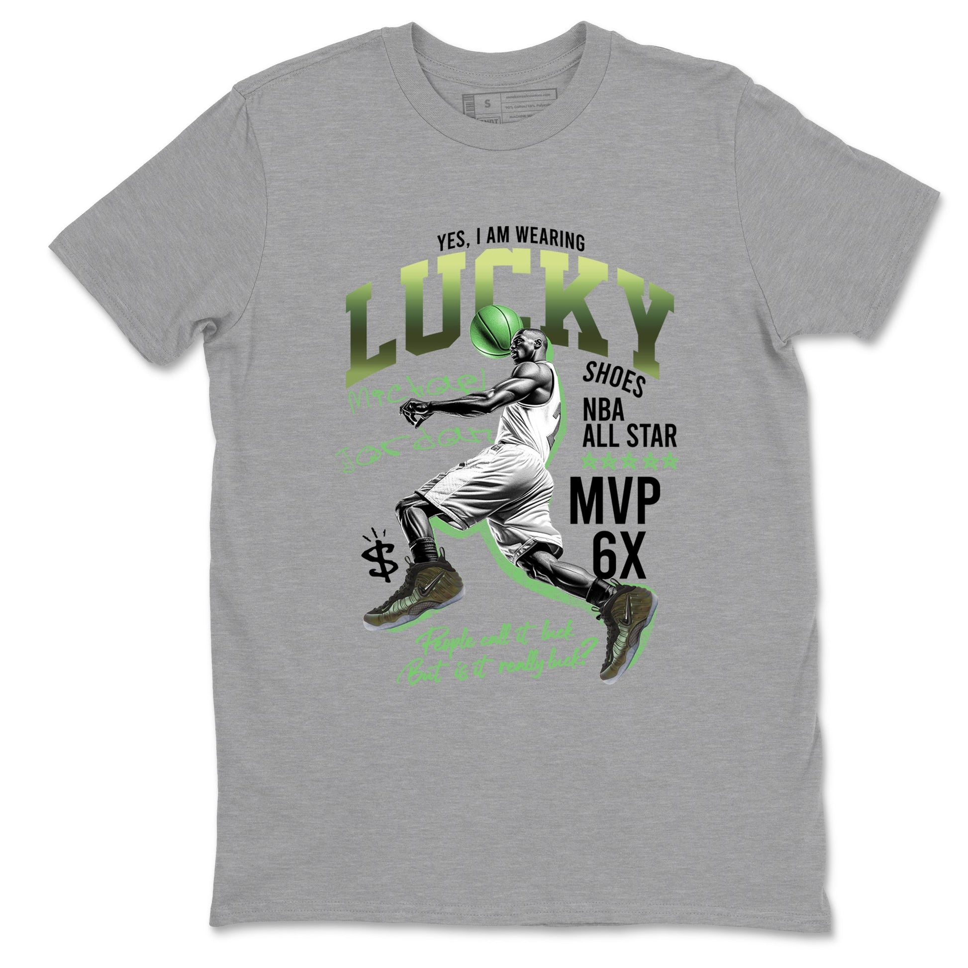 Sneaker match tees – Sneaker Tees To Match Air Foamposite One Pine Green Shoes – Lucky Player Tee Heather Grey 2