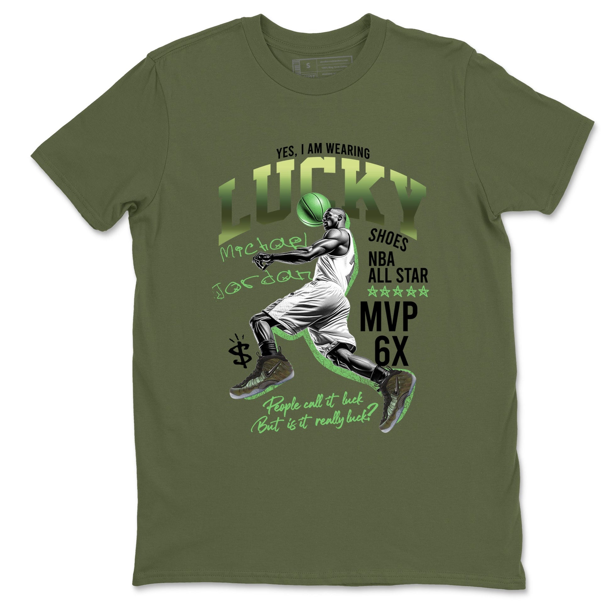 Sneaker match tees – Sneaker Tees To Match Air Foamposite One Pine Green Shoes – Lucky Player Tee Military Green 2