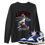 1s Rare Air shirts to match jordans Lucky Player sneaker match tees Air Jordan 1 High OG Rare Air Deep Royal Blue match shoes to clothes SNRT Sneaker Tees unisex cotton Black 1 shirts