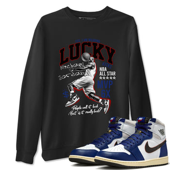1s Rare Air shirts to match jordans Lucky Player sneaker match tees Air Jordan 1 High OG Rare Air Deep Royal Blue match shoes to clothes SNRT Sneaker Tees unisex cotton Black 1 shirts