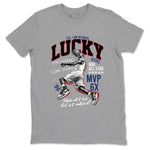 1s Rare Air shirts to match jordans Lucky Player sneaker match tees Air Jordan 1 High OG Rare Air Deep Royal Blue match shoes to clothes SNRT Sneaker Tees unisex cotton Heather Grey 2 shirts