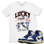 1s Rare Air shirts to match jordans Lucky Player sneaker match tees Air Jordan 1 High OG Rare Air Deep Royal Blue match shoes to clothes SNRT Sneaker Tees unisex cotton White 1 shirts