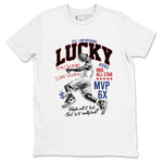 1s Rare Air shirts to match jordans Lucky Player sneaker match tees Air Jordan 1 High OG Rare Air Deep Royal Blue match shoes to clothes SNRT Sneaker Tees unisex cotton White 2 shirts