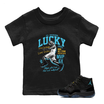 Sneaker match tees – Sneaker Tees To Match Air Jordan 11 Gamma Shoes – Lucky Player Kids T-Shirt Black 1