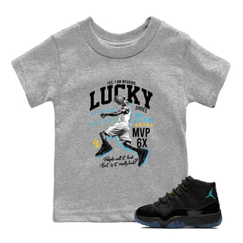 Sneaker match tees – Sneaker Tees To Match Air Jordan 11 Gamma Shoes – Lucky Player Kids T-Shirt Heather Grey 1