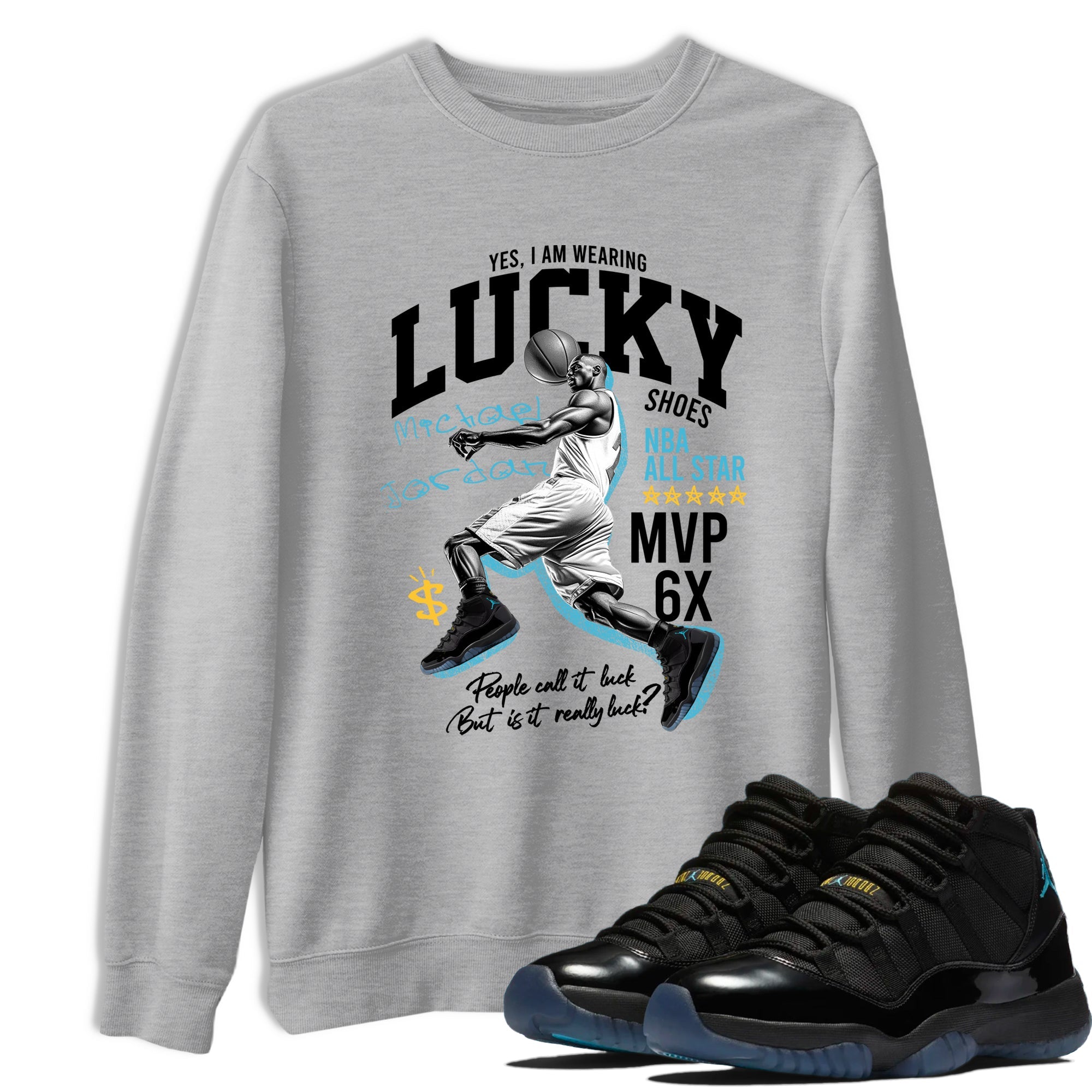 Sneaker match tees – Sneaker Tees To Match Air Jordan 11 Gamma Shoes – Lucky Player Tee Heather Grey 1