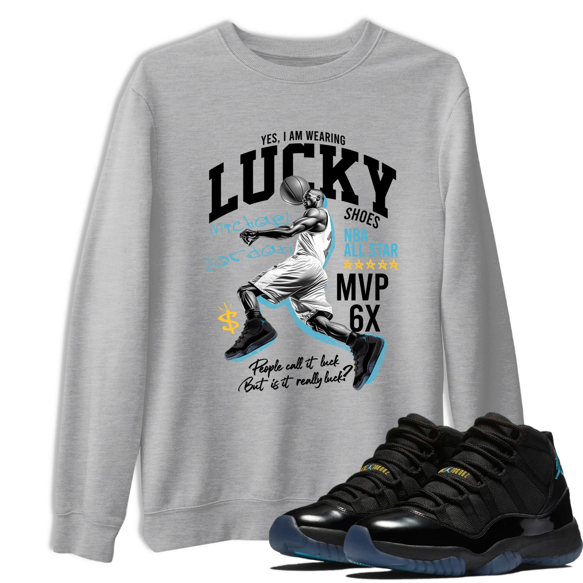 Sneaker match tees – Sneaker Tees To Match Air Jordan 11 Gamma Shoes – Lucky Player Tee Heather Grey 1