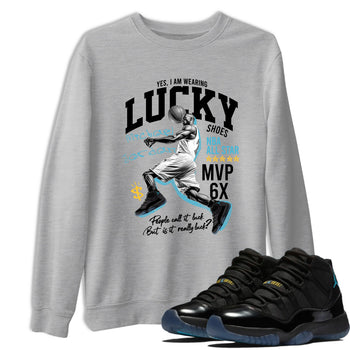 Sneaker match tees – Sneaker Tees To Match Air Jordan 11 Gamma Shoes – Lucky Player Tee Heather Grey 1