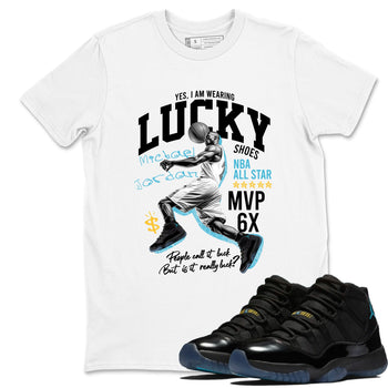 Sneaker match tees – Sneaker Tees To Match Air Jordan 11 Gamma Shoes – Lucky Player Tee White 1
