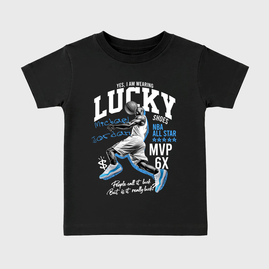 Sneaker match tees – Sneaker Tees To Match Air Jordan 11 University Blue Shoes – Lucky Player Kids T-Shirt Black 2