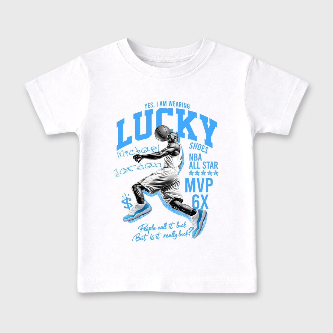 Sneaker match tees – Sneaker Tees To Match Air Jordan 11 University Blue Shoes – Lucky Player Kids T-Shirt White 2
