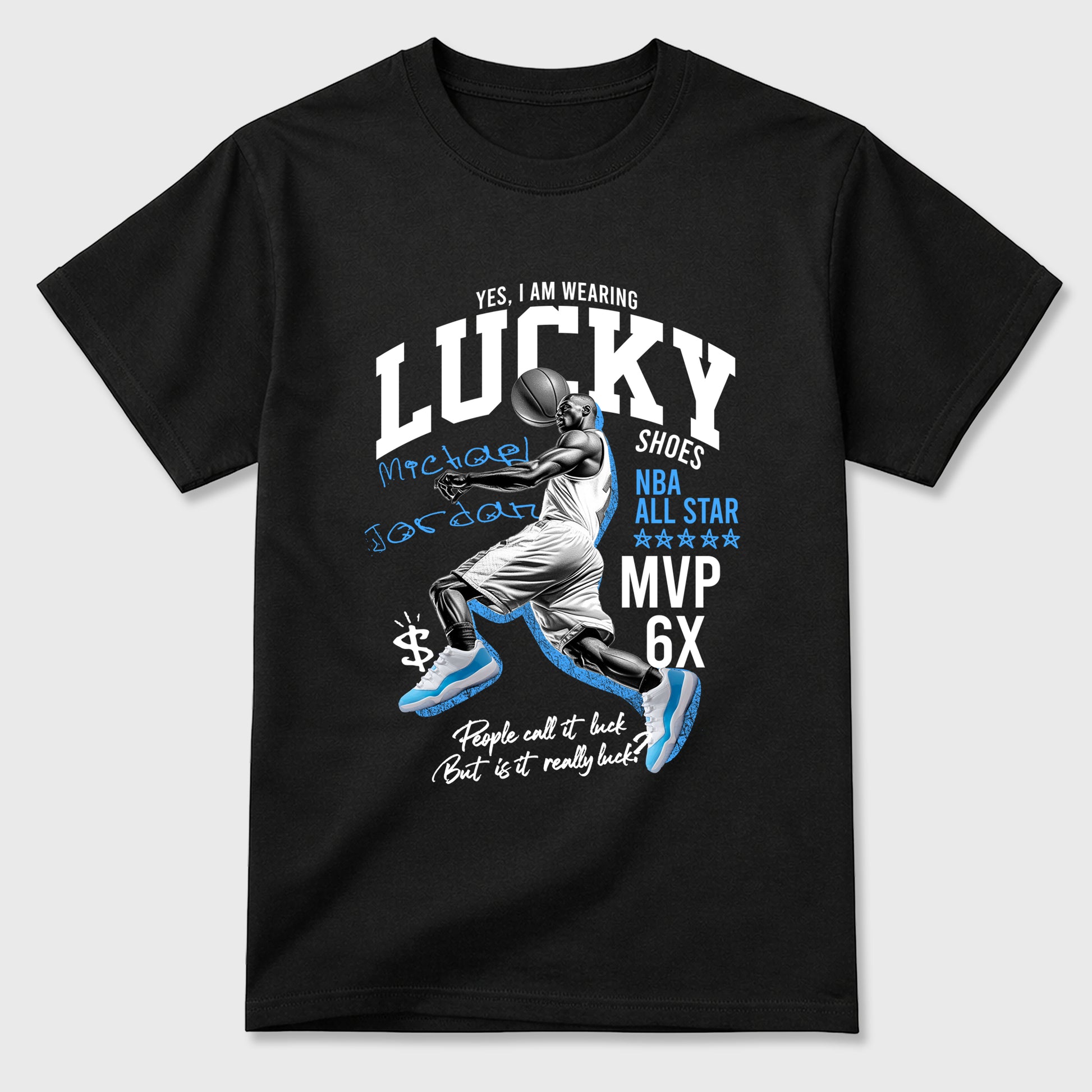 Sneaker match tees – Sneaker Tees To Match Air Jordan 11 University Blue Shoes – Lucky Player Tee Black 2
