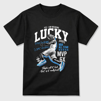 Sneaker match tees – Sneaker Tees To Match Air Jordan 11 University Blue Shoes – Lucky Player Tee Black 2