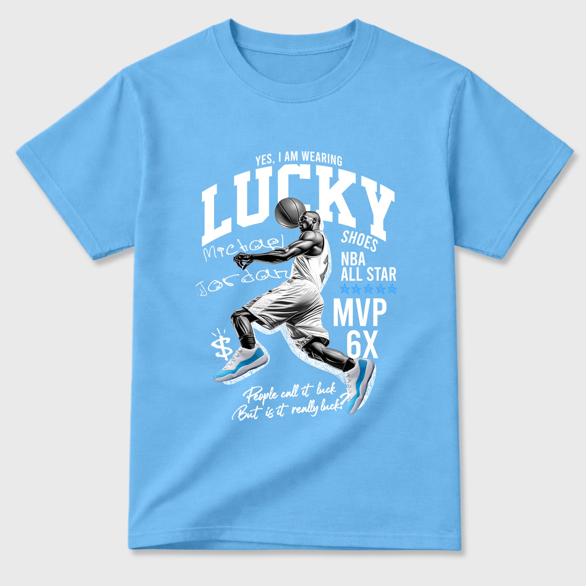 Sneaker match tees – Sneaker Tees To Match Air Jordan 11 University Blue Shoes – Lucky Player Tee Carolina Blue 2