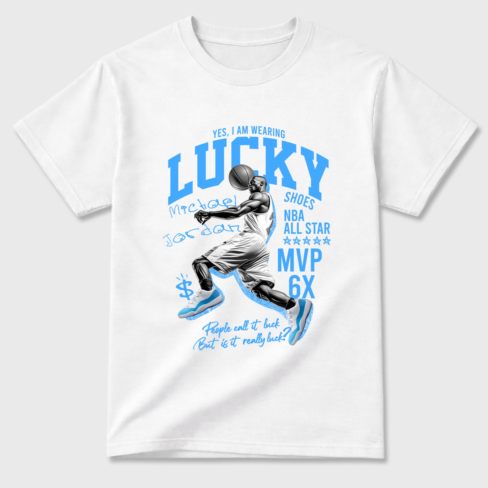 Sneaker match tees – Sneaker Tees To Match Air Jordan 11 University Blue Shoes – Lucky Player Tee White 2