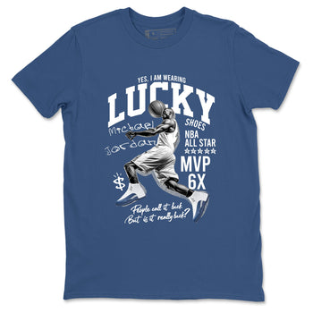 Sneaker match tees – Sneaker Tees To Match Air Jordan 12 French Blue Shoes – Lucky Player Tee Denim Blue 2