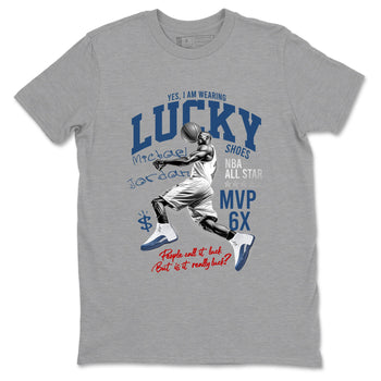 Sneaker match tees – Sneaker Tees To Match Air Jordan 12 French Blue Shoes – Lucky Player Tee Heather Grey 2