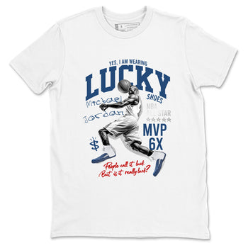 Sneaker match tees – Sneaker Tees To Match Air Jordan 12 French Blue Shoes – Lucky Player Tee White 2