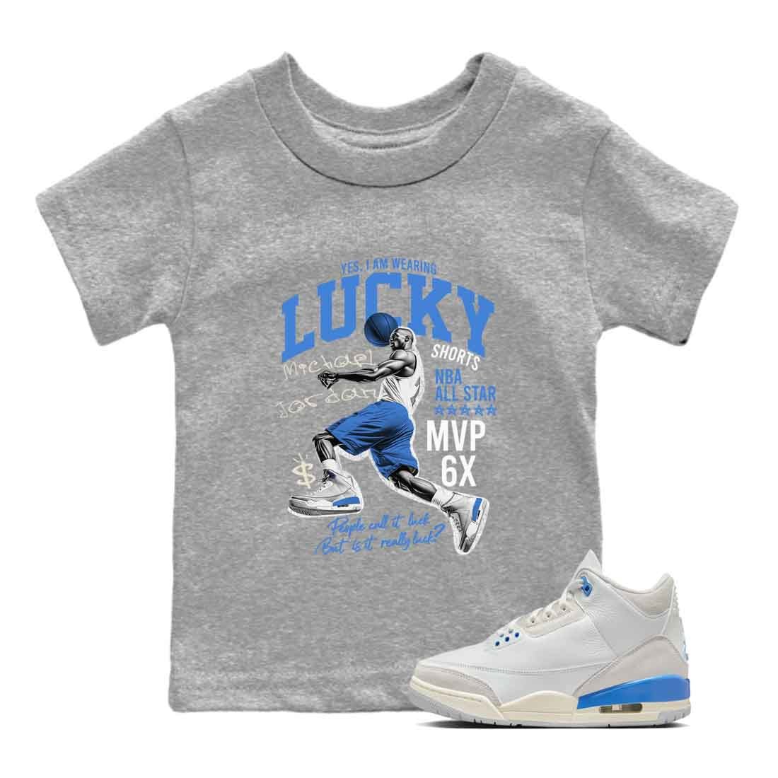 3s Lucky Shorts shirts to match jordans Lucky Player best t shirts to wear with jordans Air Jordan 3 Lucky Shorts match shoes to clothes SNRT Sneaker Tees Youth Baby Heather Grey 1 tee